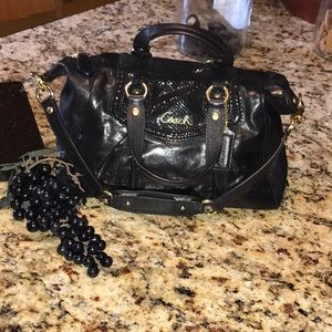 Black leather coach bag